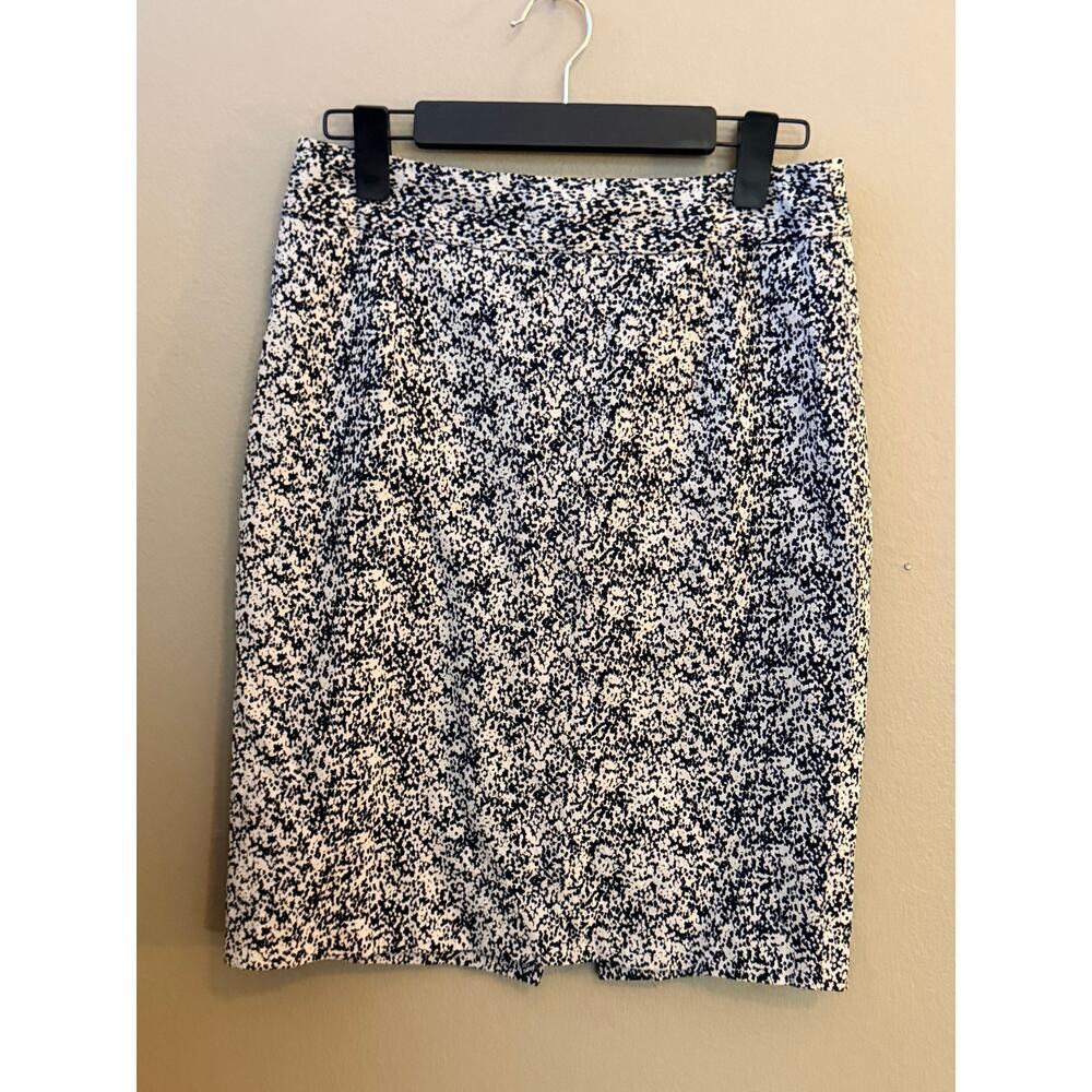 Banana Republic Speckled Pencil Skirt Black White Women’s Small EUC